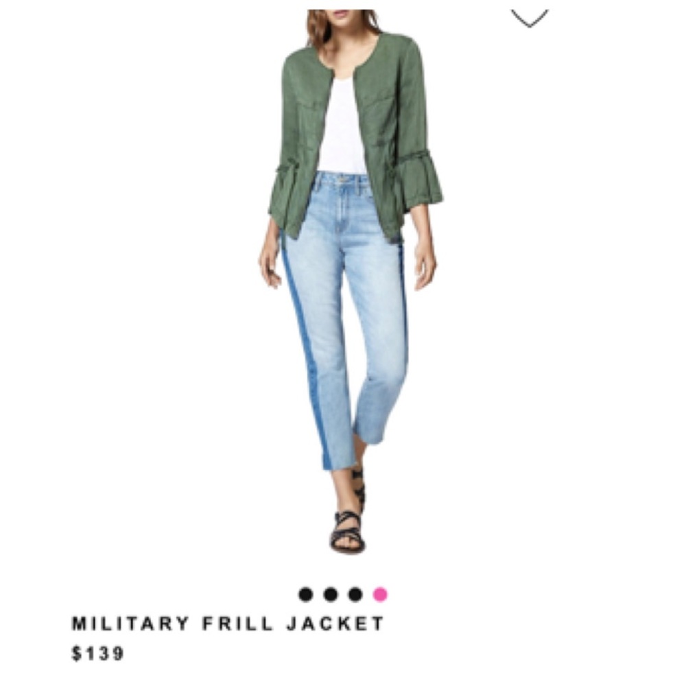 Sanctuary Olive Green Military Frill Ruffle Linen Utility Jacket Bell Sleeves S - Picture 5 of 14
